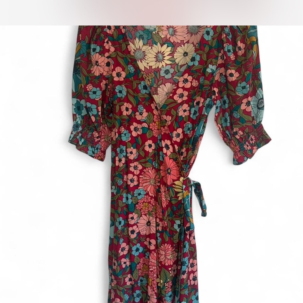 NATURAL LIFE Floral mini wrap dress